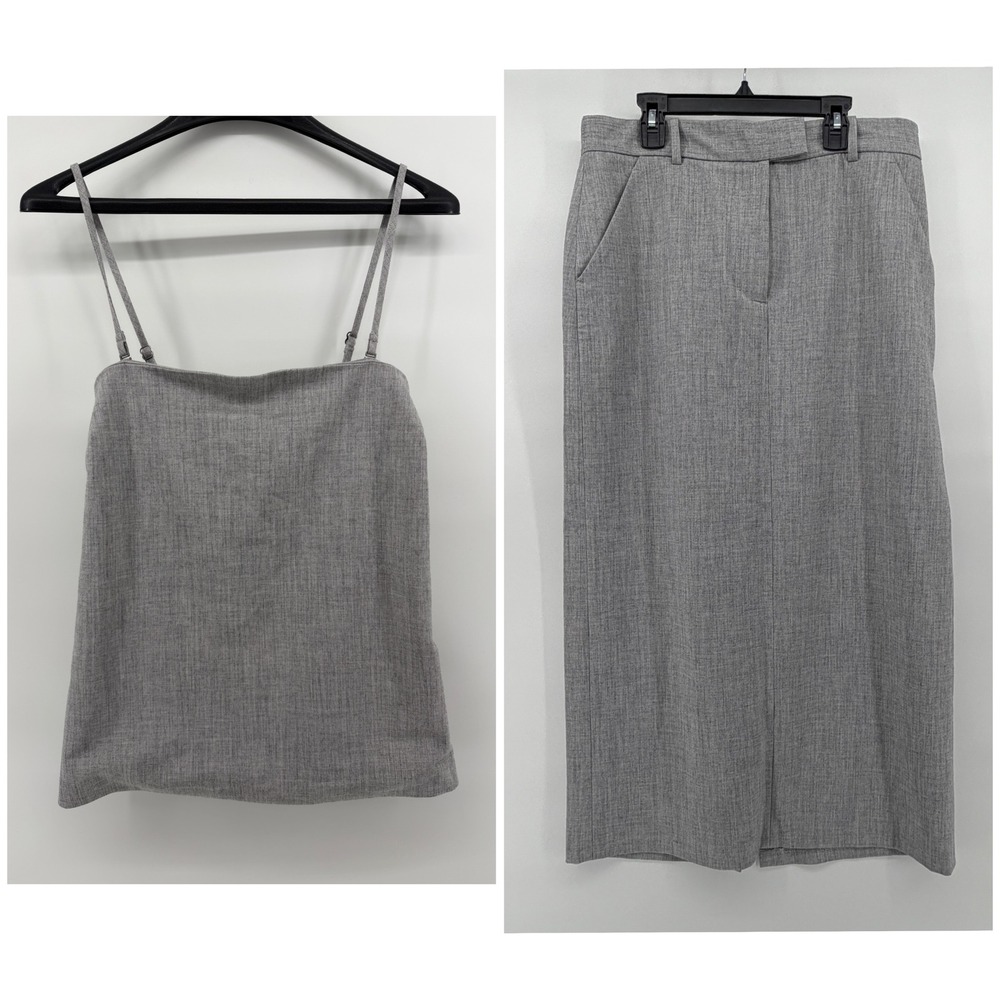 Abercrombie & Fitch Womens Gray 2 Piece Set Cami Top and Midi Skirt Size M